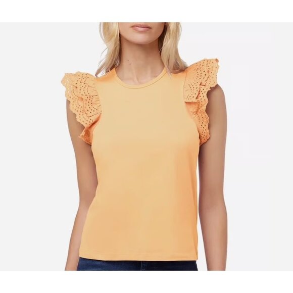 New Joes Jeans The Alexis Broderie Eyelet Sleeve Top in Yellow Size L - Picture 10 of 10